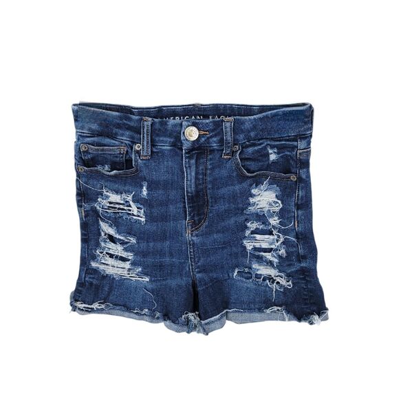 American Eagle Shorts Womens 4 Denim Curvy Next Level Stretch High Rise Shortie - Picture 1 of 9
